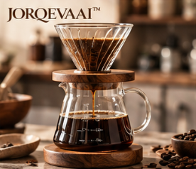 JORQEVAAI™ Arcwood Pour-Over Coffee Maker