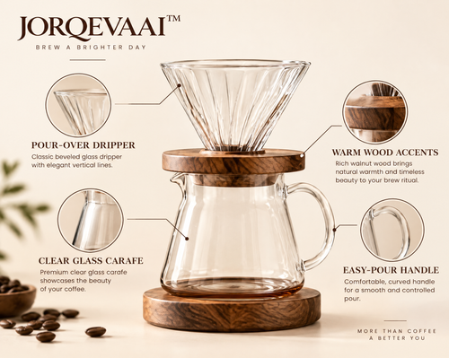 JORQEVAAI™ Arcwood Pour-Over Coffee Maker