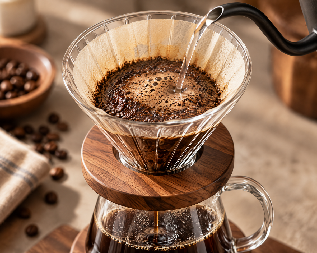 JORQEVAAI™ Arcwood Pour-Over Coffee Maker