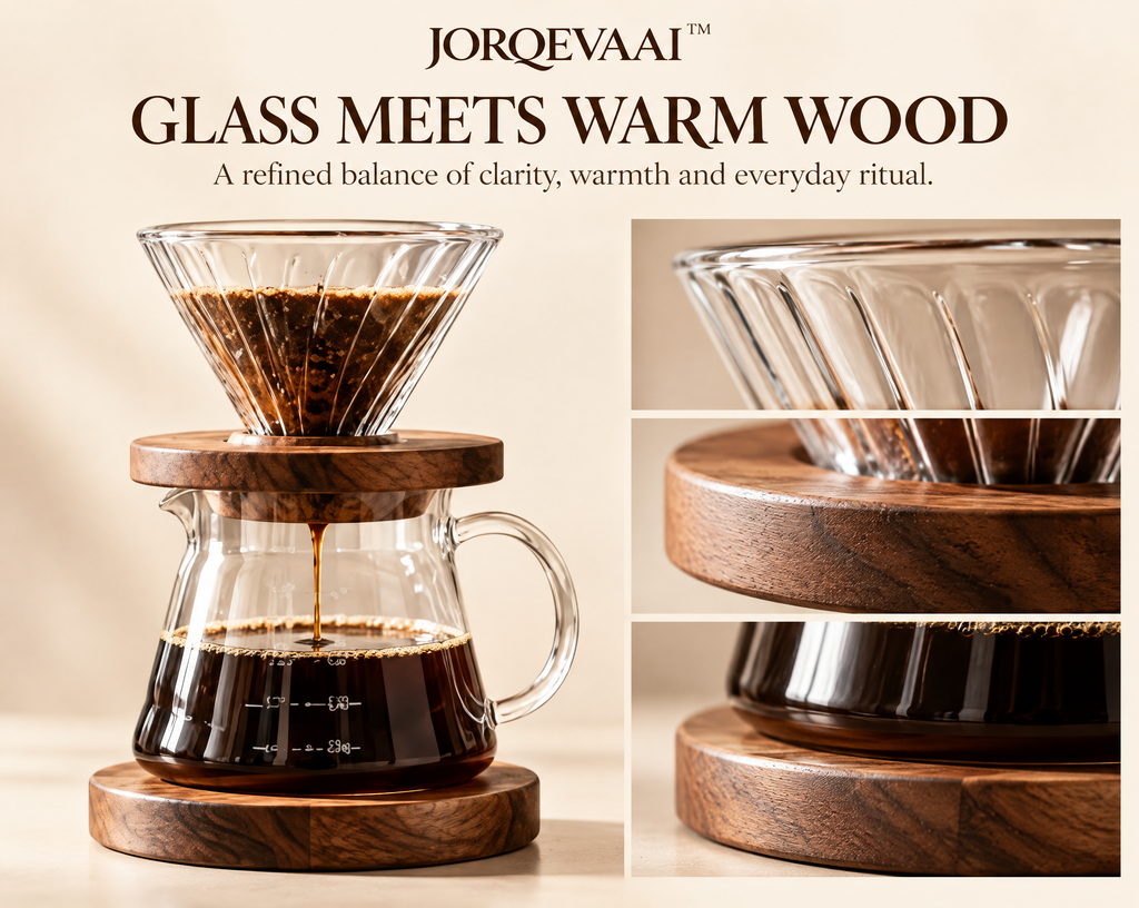 JORQEVAAI™ Arcwood Pour-Over Coffee Maker