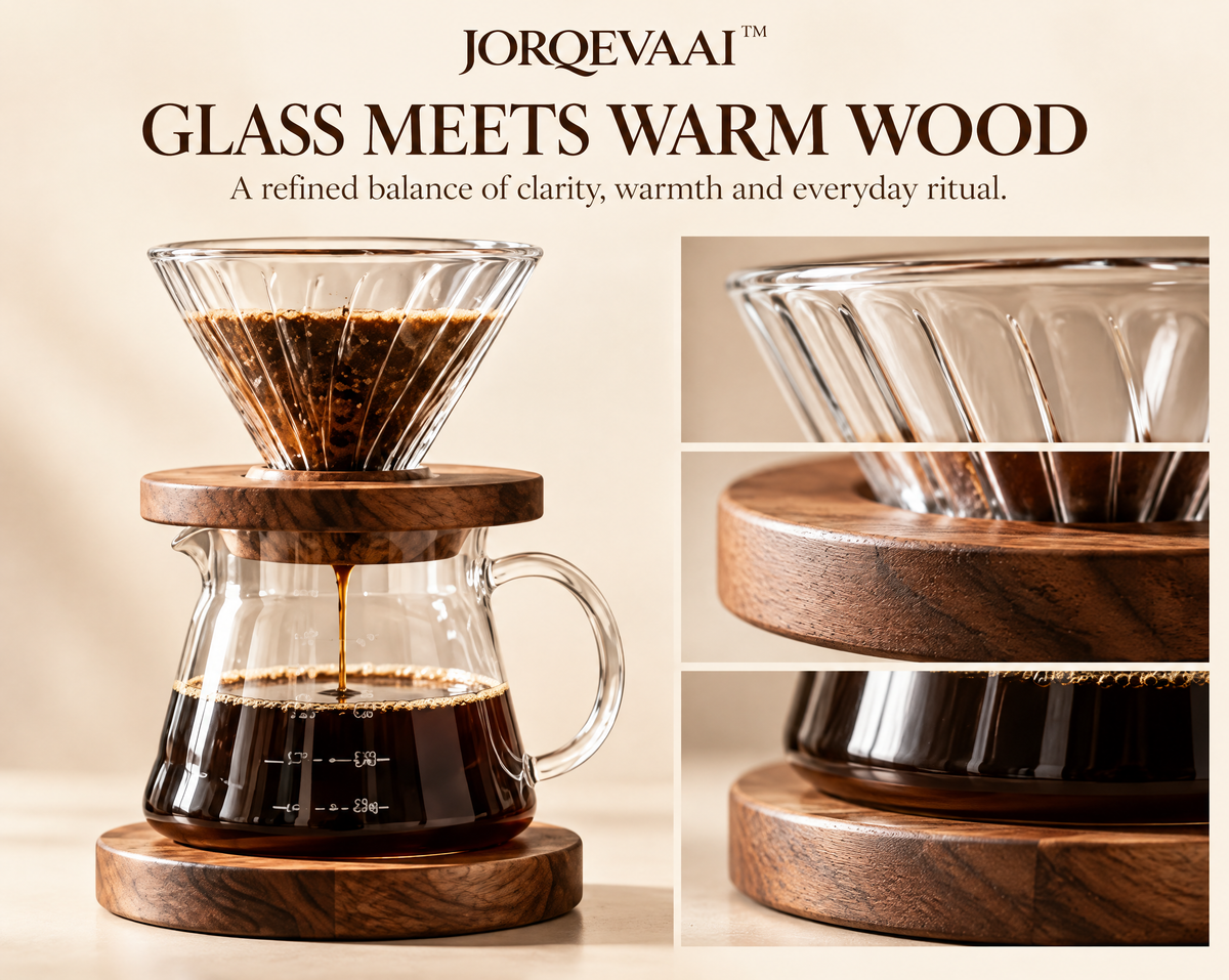 JORQEVAAI™ Arcwood Pour-Over Coffee Maker