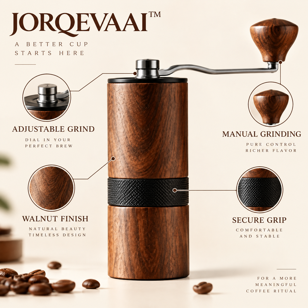 JORQEVAAI™ Walnut Hand Grinder