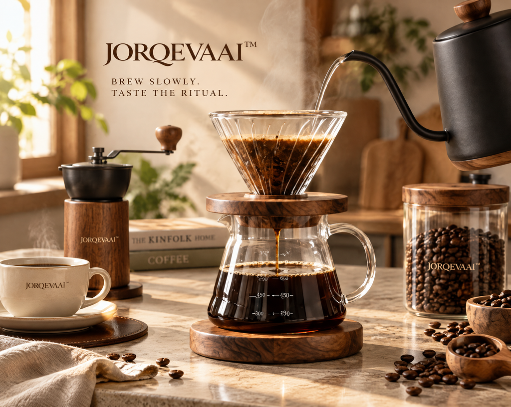 JORQEVAAI™ Arcwood Pour-Over Coffee Maker