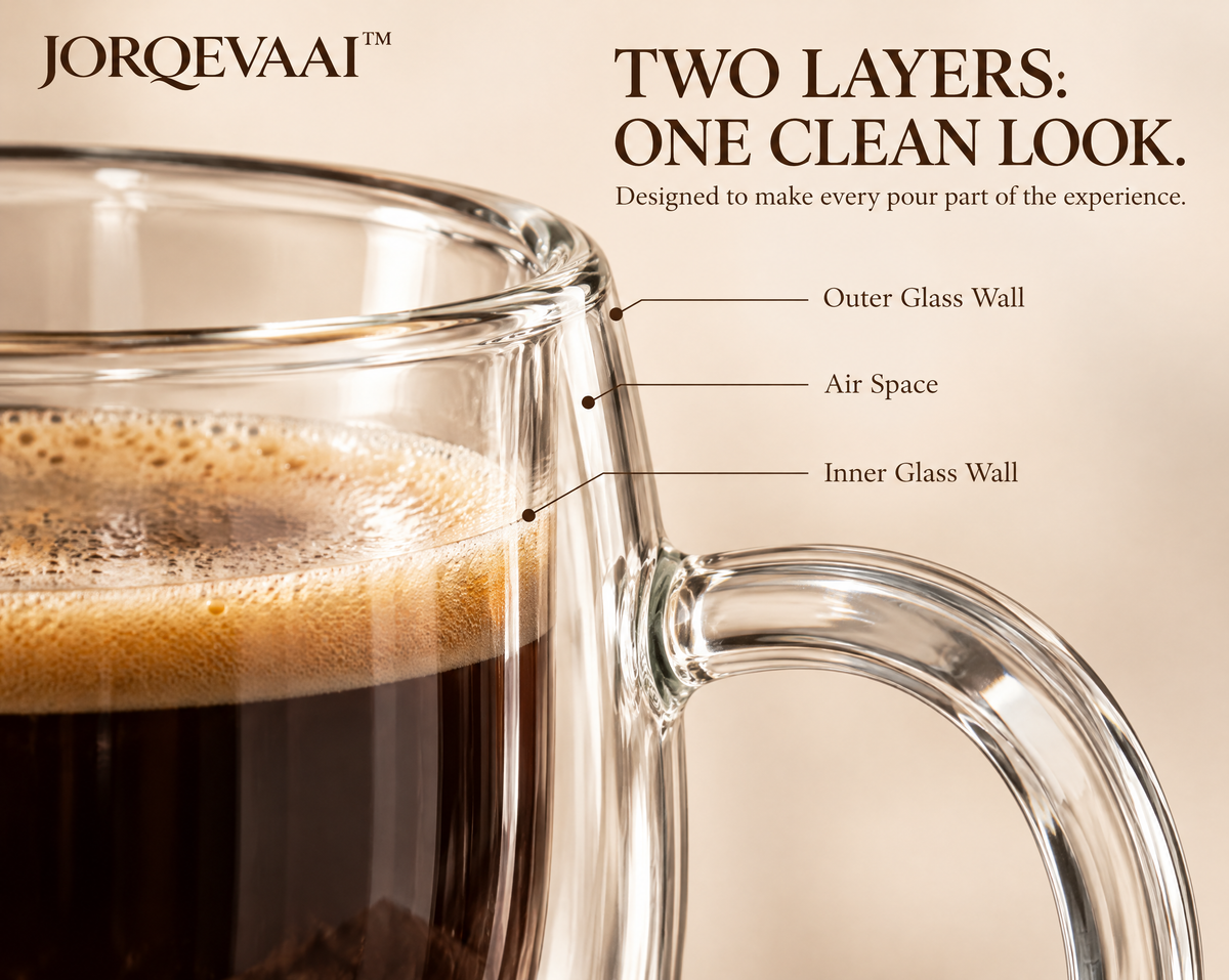 JORQEVAAI™ Lucent Double-Wall Coffee Mug