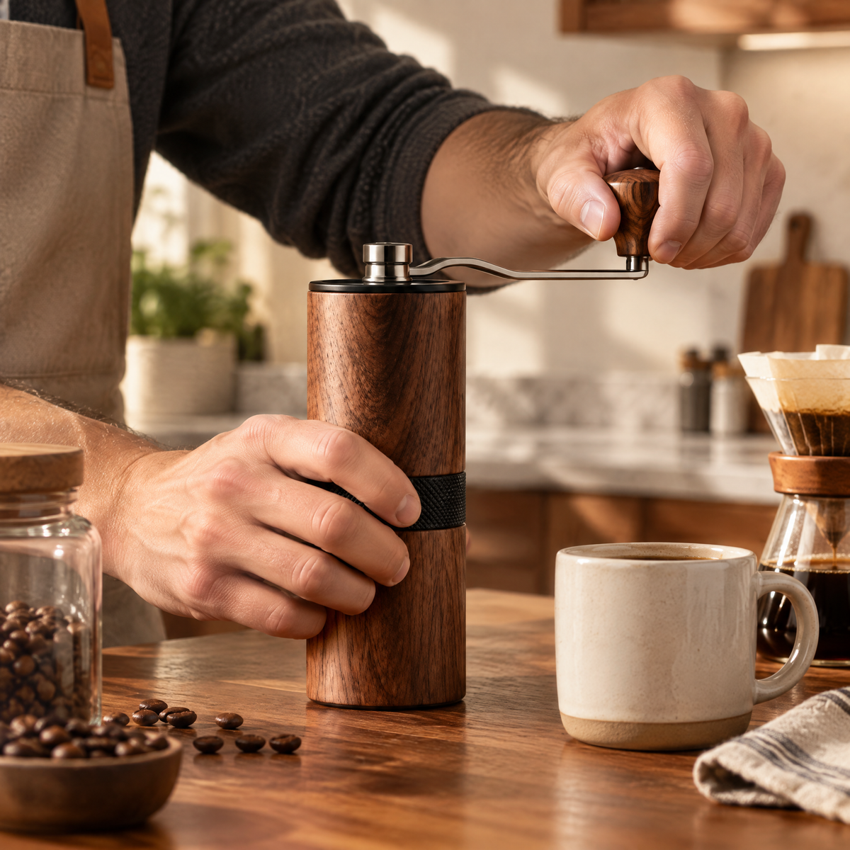 JORQEVAAI™ Walnut Hand Grinder