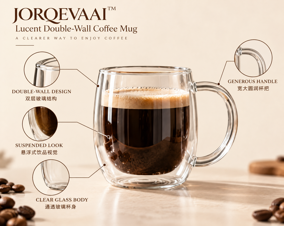 JORQEVAAI™ Lucent Double-Wall Coffee Mug
