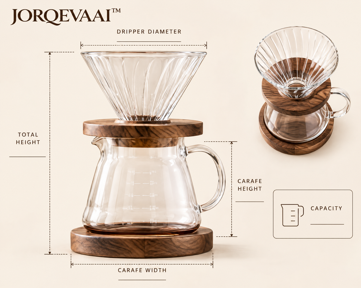 JORQEVAAI™ Arcwood Pour-Over Coffee Maker